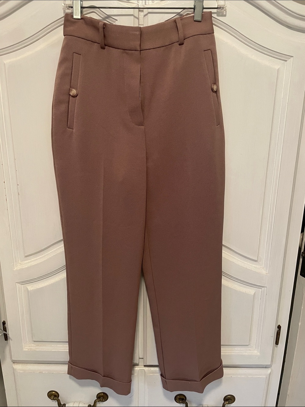 Babaton Wide-Leg High-Rise Trousers in Mauve Brown
